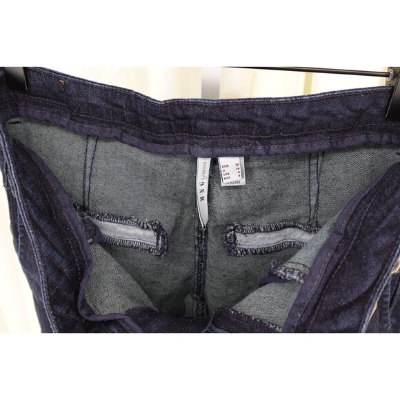 MNG By Mango Women's Side Pocket Wide Leg Blue Tailored Stretch Denim Jeans SZ 6 - Picture 15 of 16